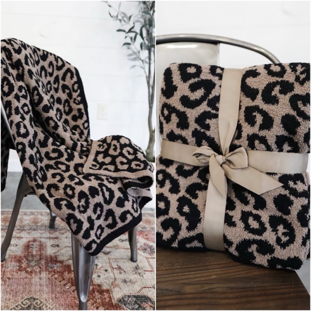 Luxurious large comfy ultra soft leopard print design throw blanket